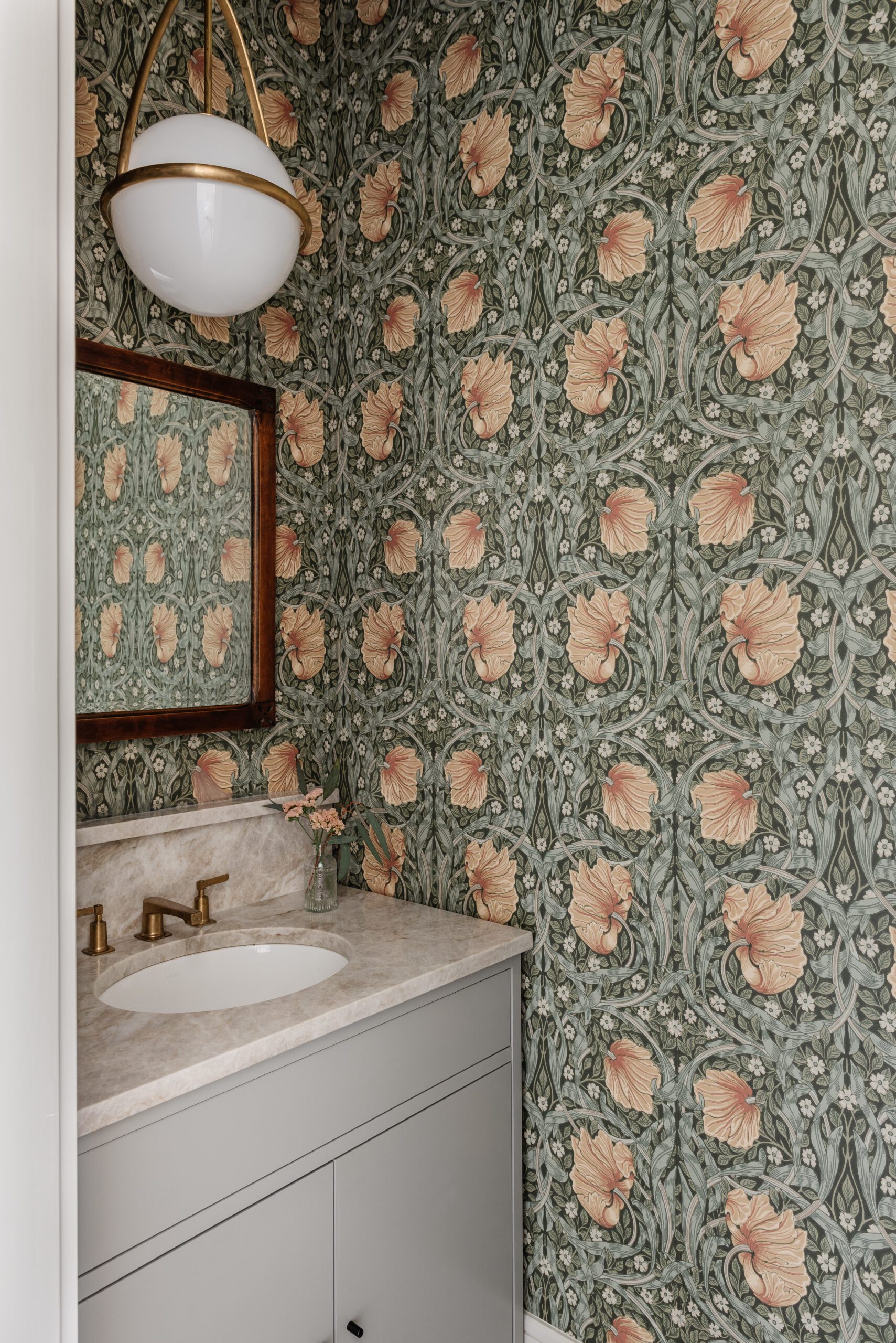 Wallpapered Bathroom