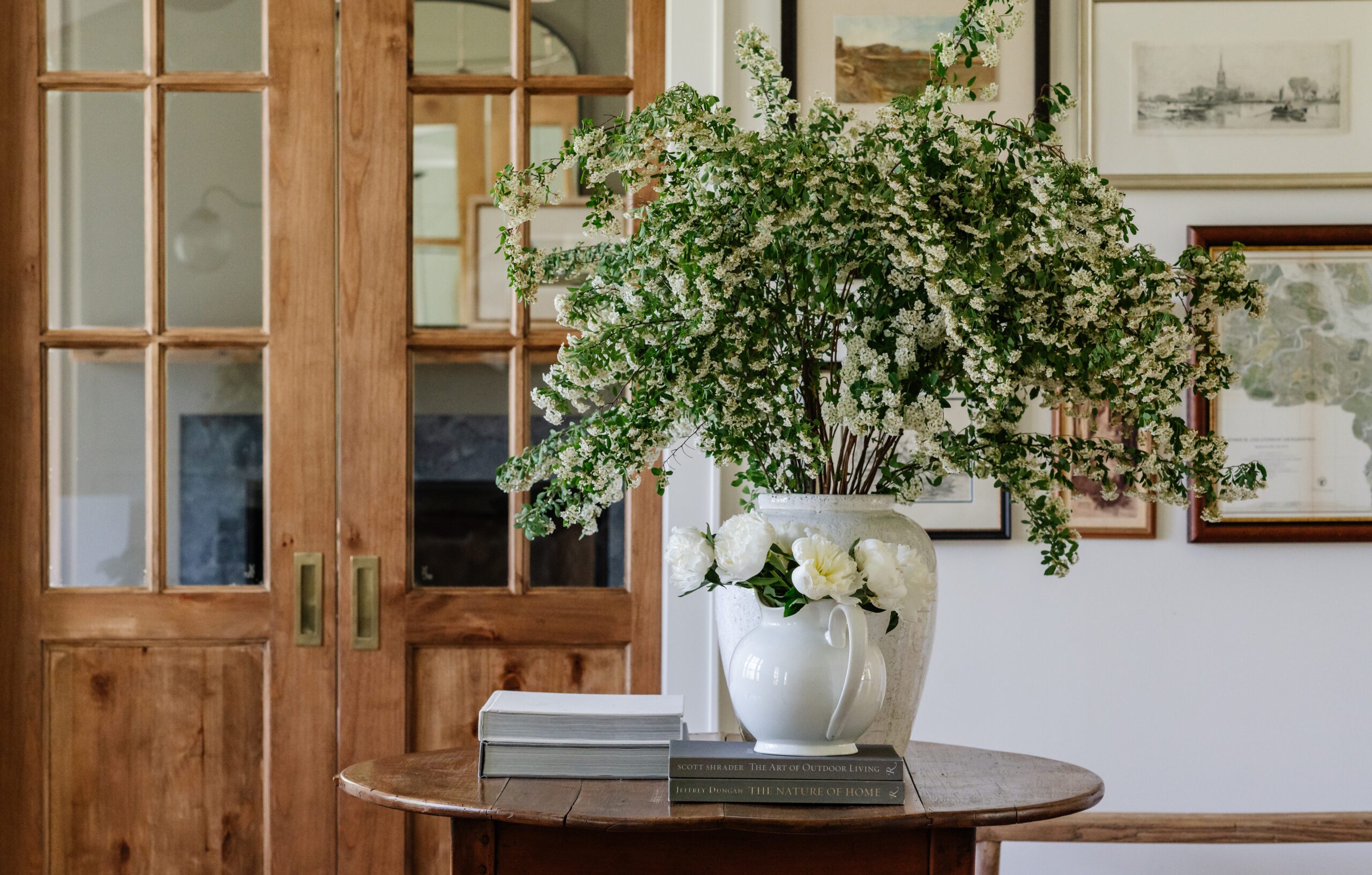 Wooden Barn Doors and Entryway Table