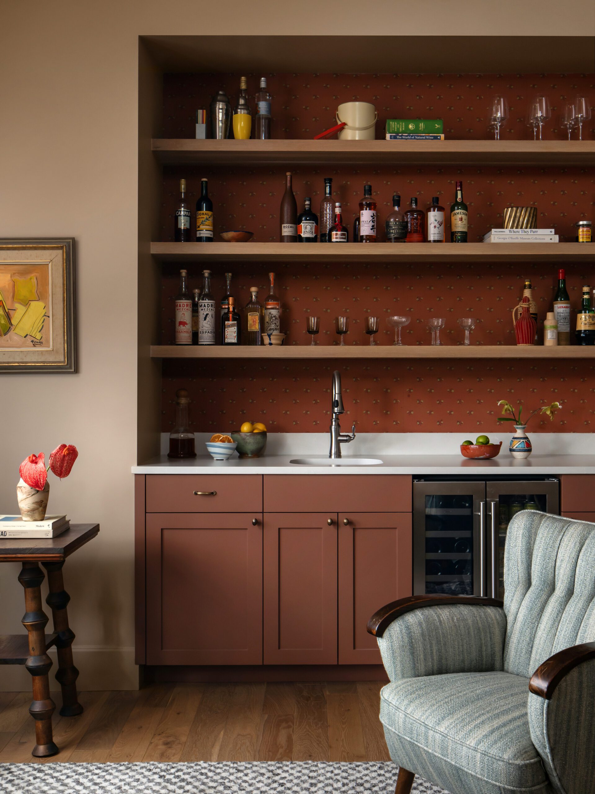 Wallpapered Bar Wall