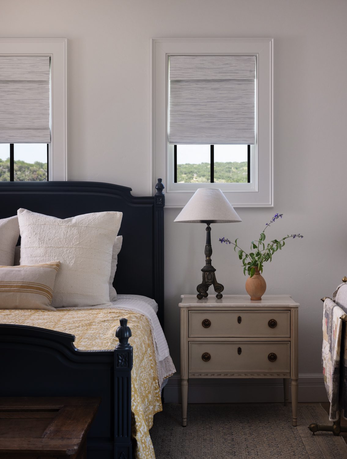 Dark Bedframe Side Table Detailing