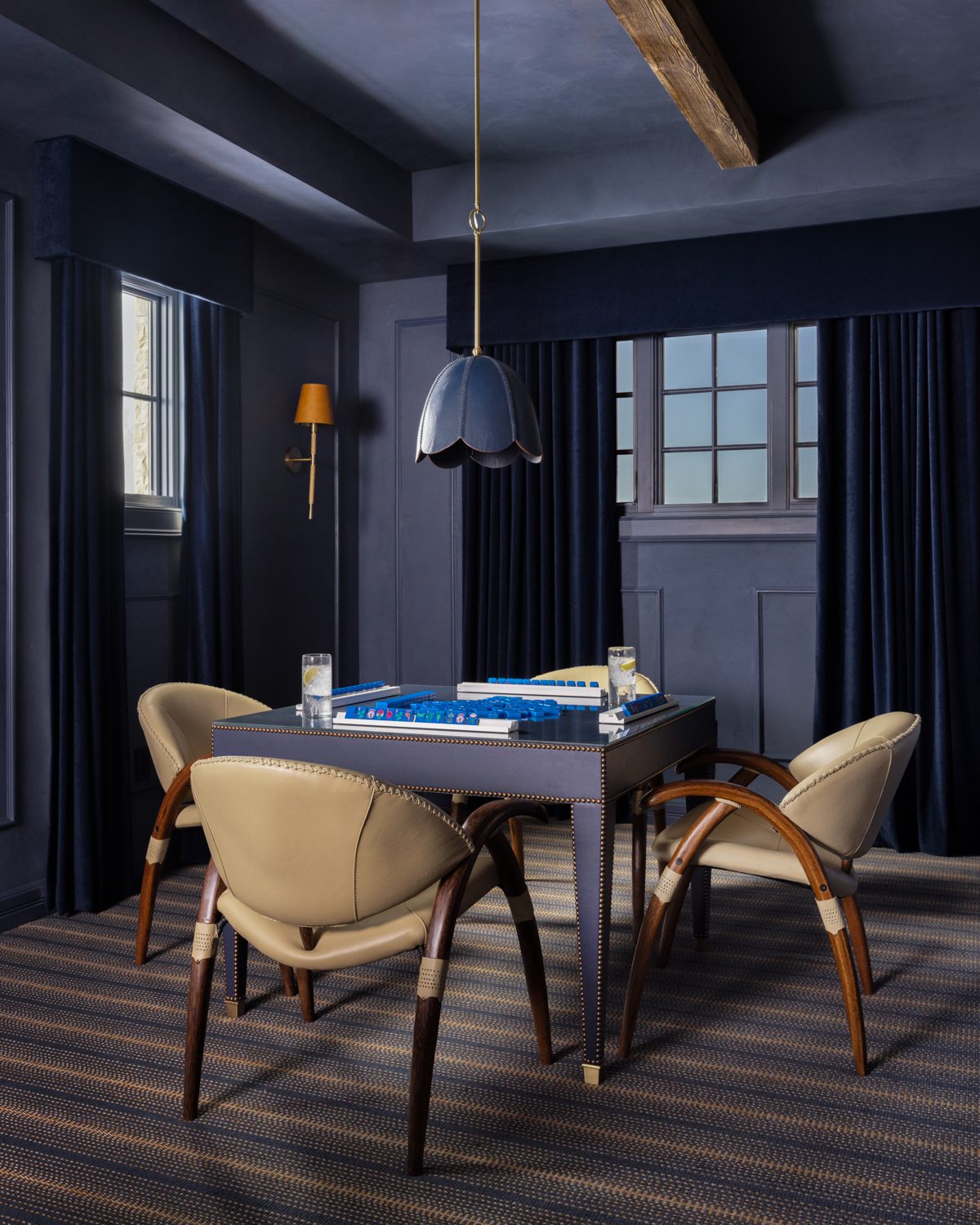 Blue Walled Room with Table and Chairs