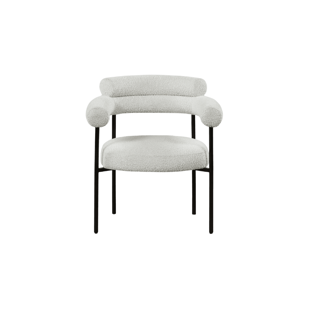 White boucle dining chair