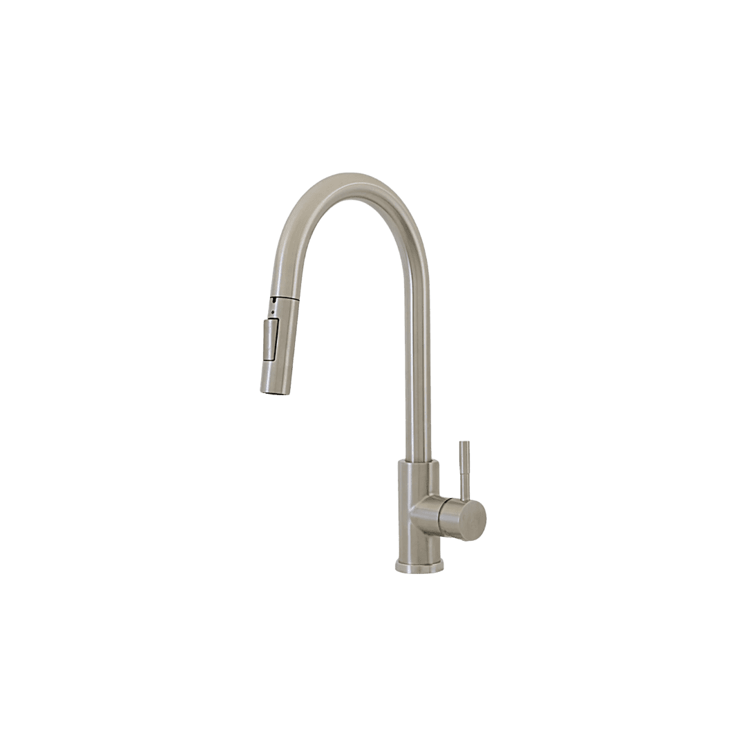 Brushed nickel kitchen faucet
