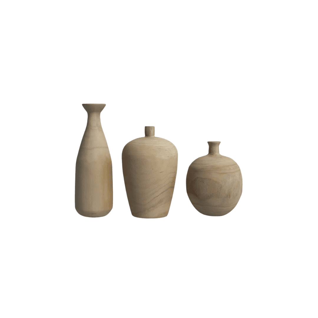 Wooden sculptural decorative vases