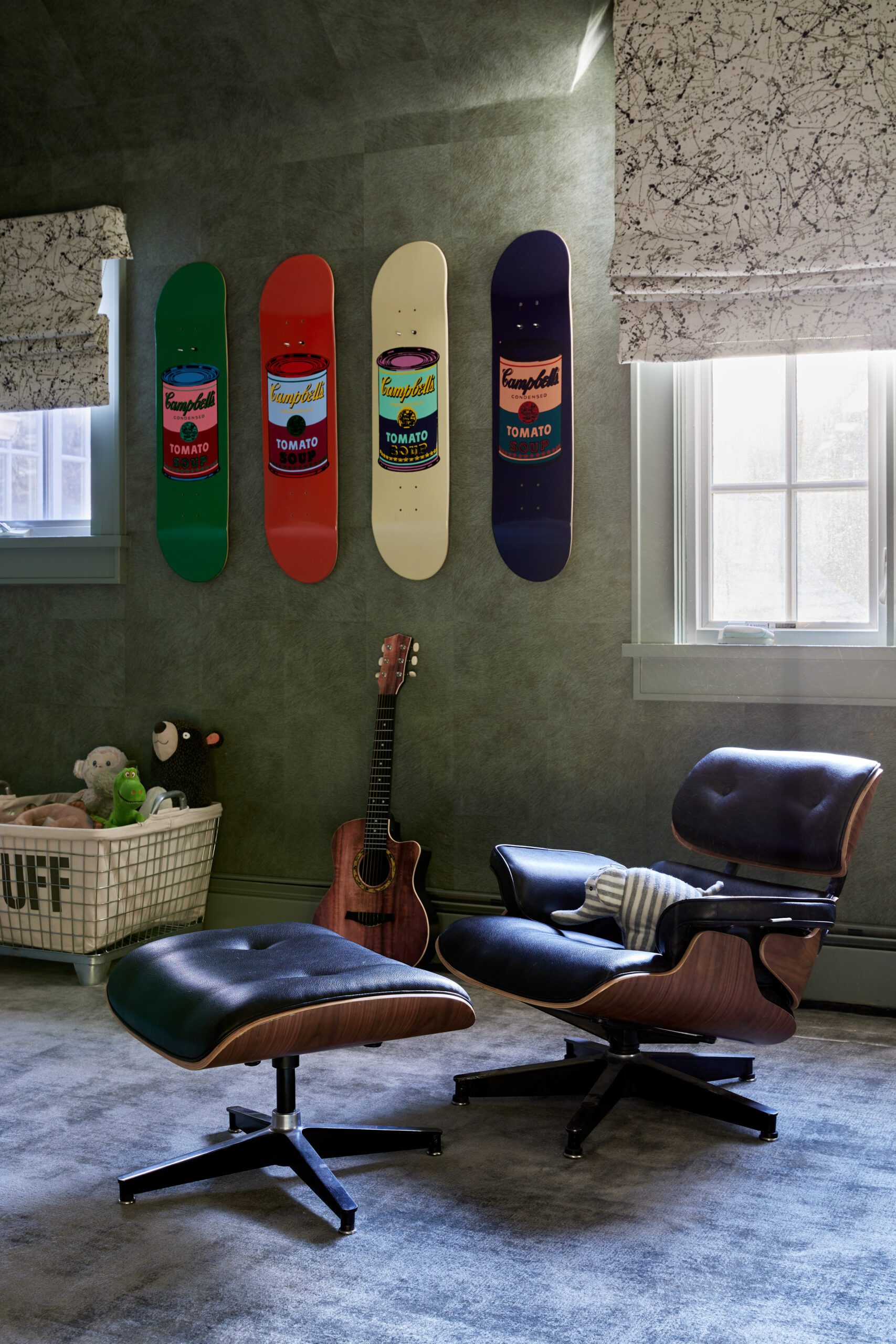 Kid room wallpaper lounge chair inspiration