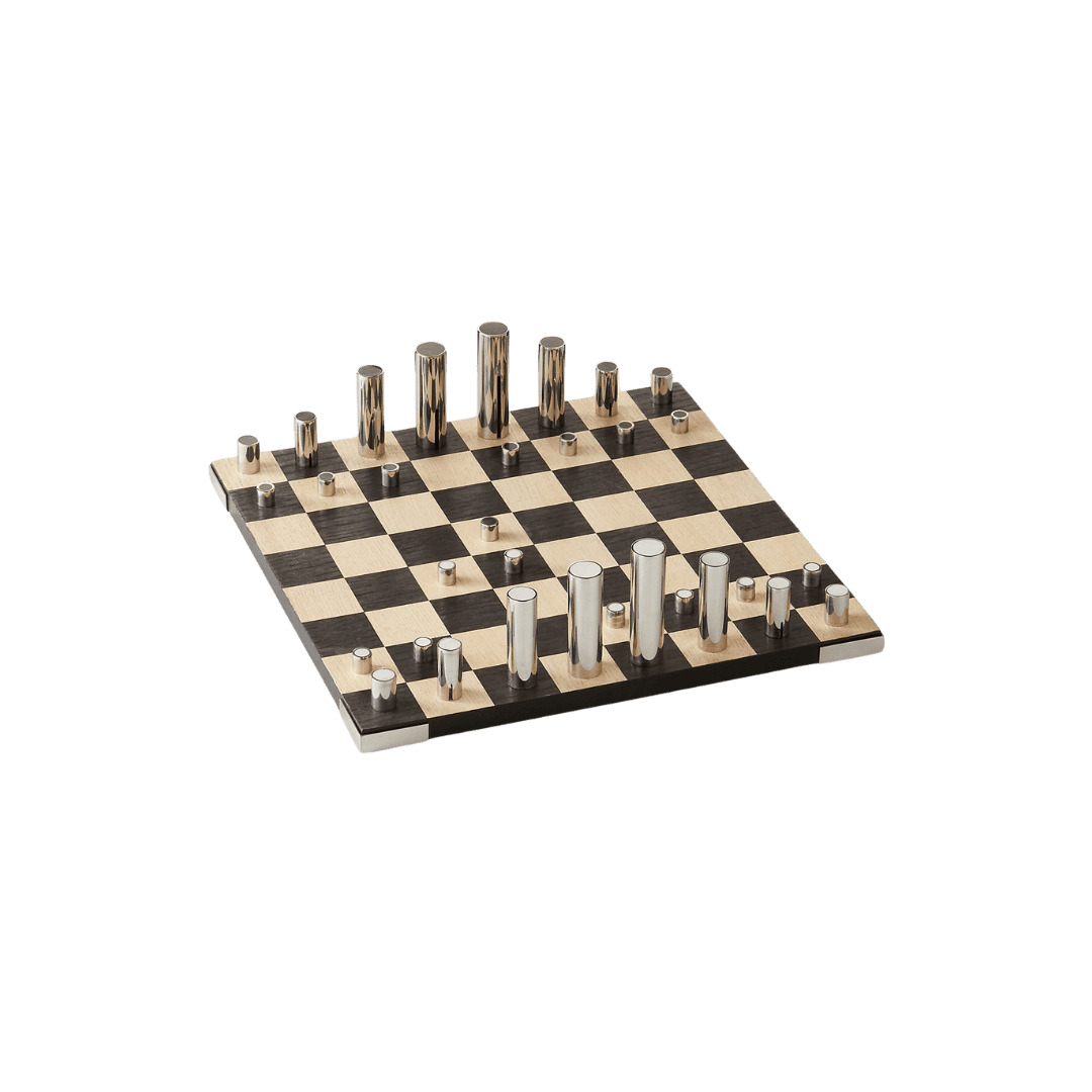 Modern chess board stainless steel pieces