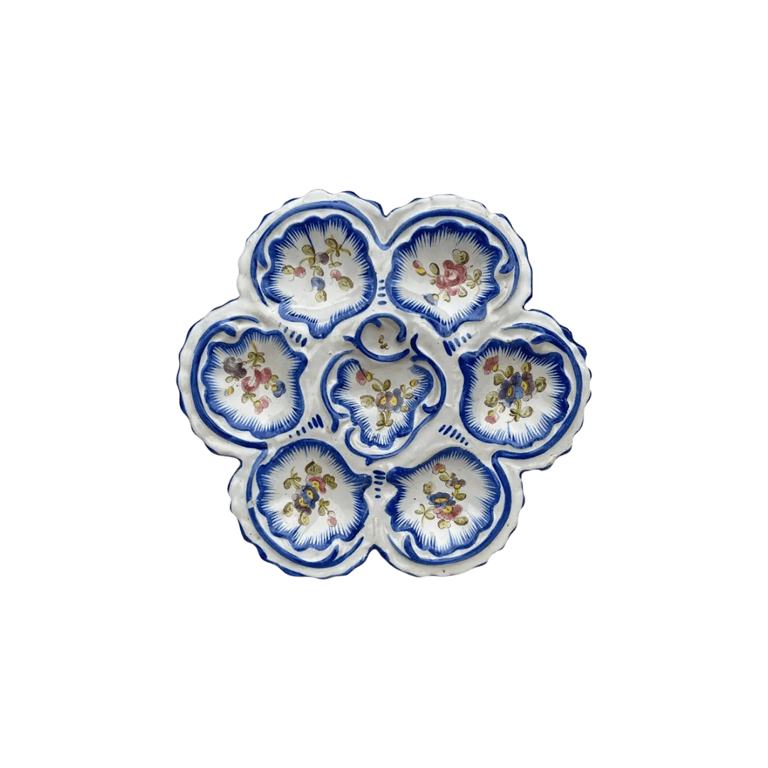 Blue detailed oyster plate