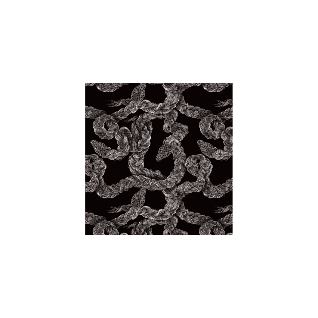 Detailed braided snake wallpaper black and white