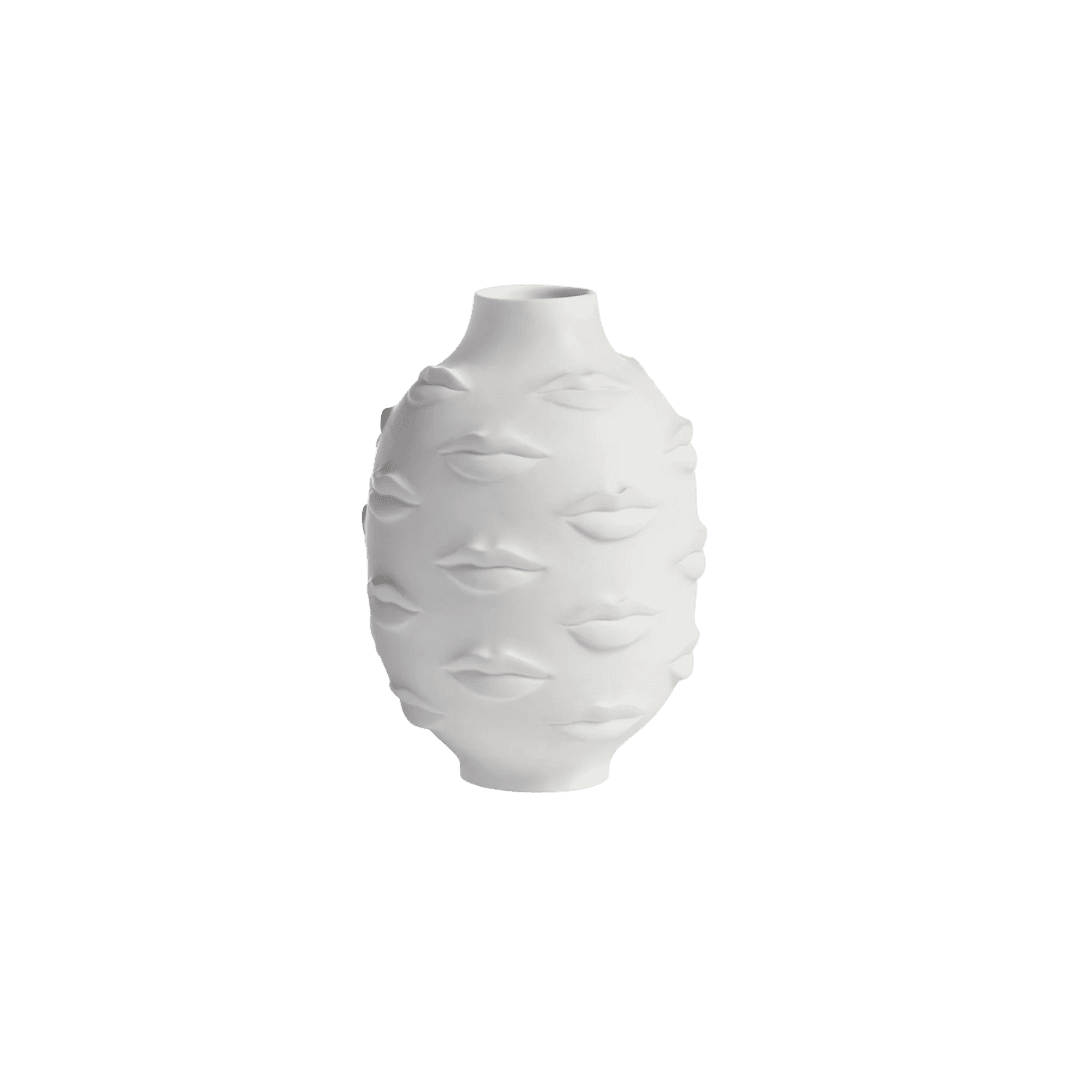 White ceramic vase with lip details