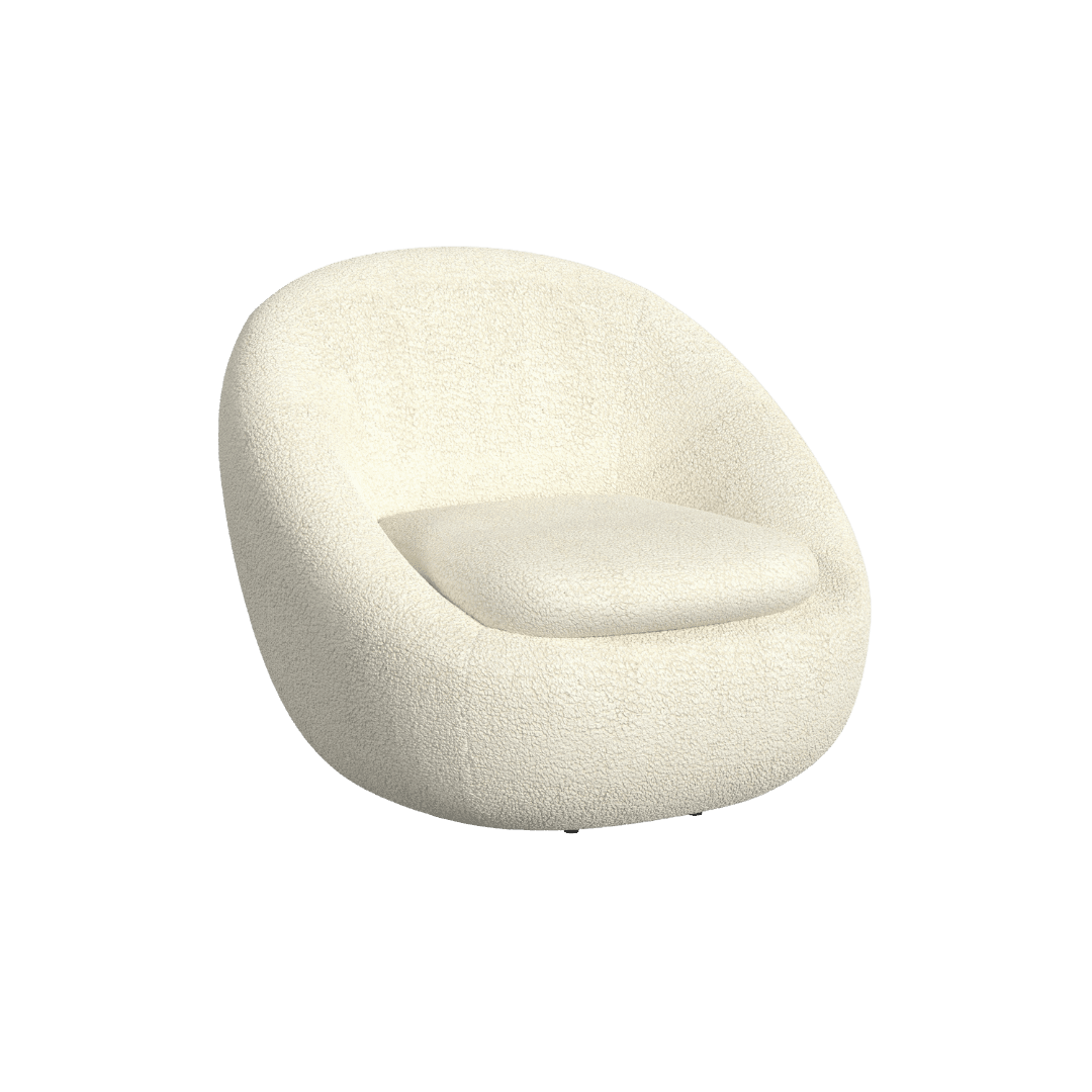 Faux sherpa boucle cream swivel chair
