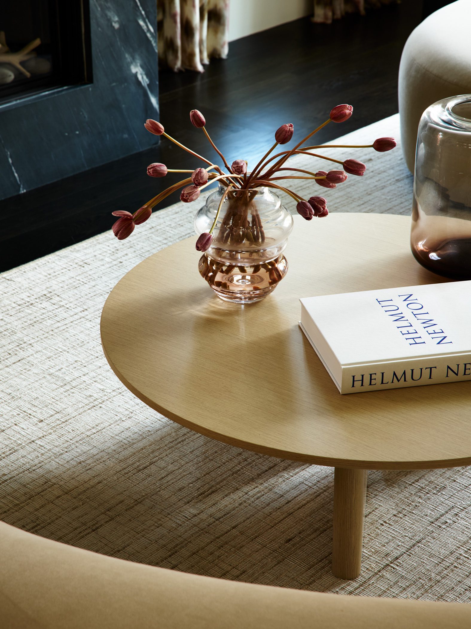 Closeup shot of coffee table and decor