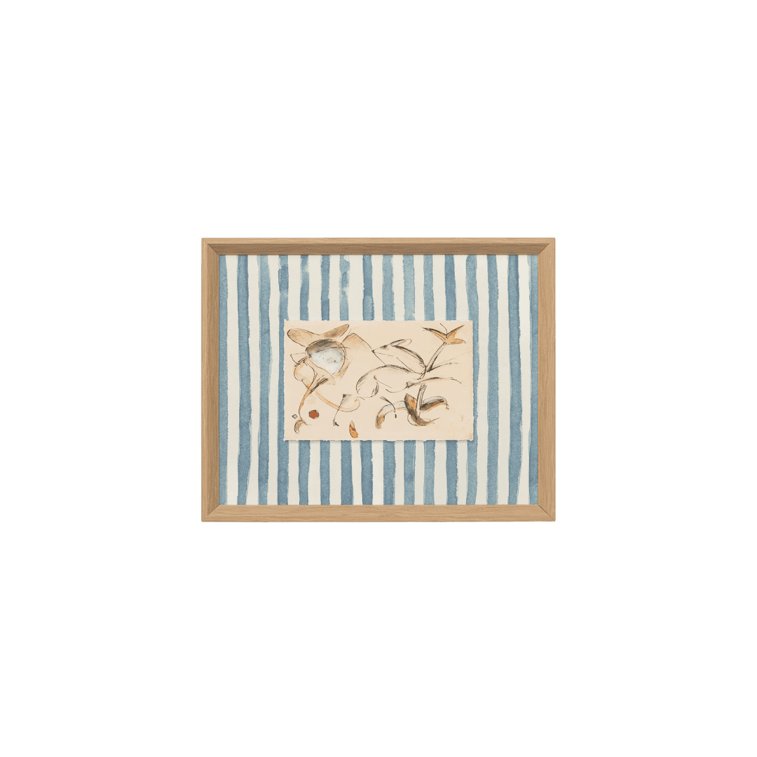 Striped artwork mat with doe
