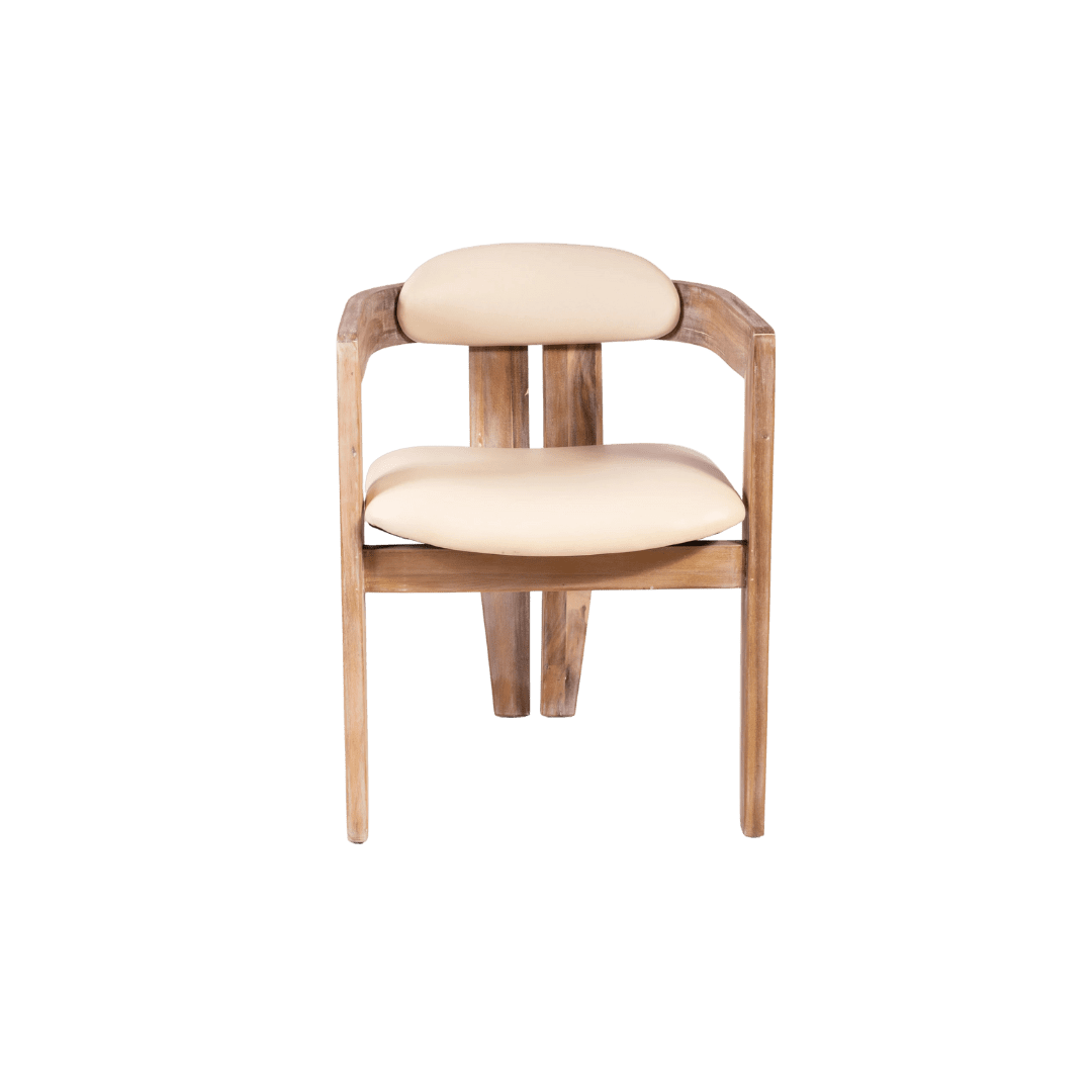 Wood and white dining chair