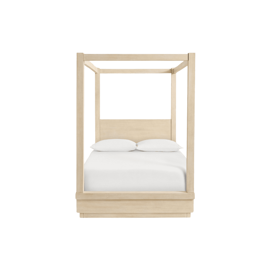 Light wood canopy bed