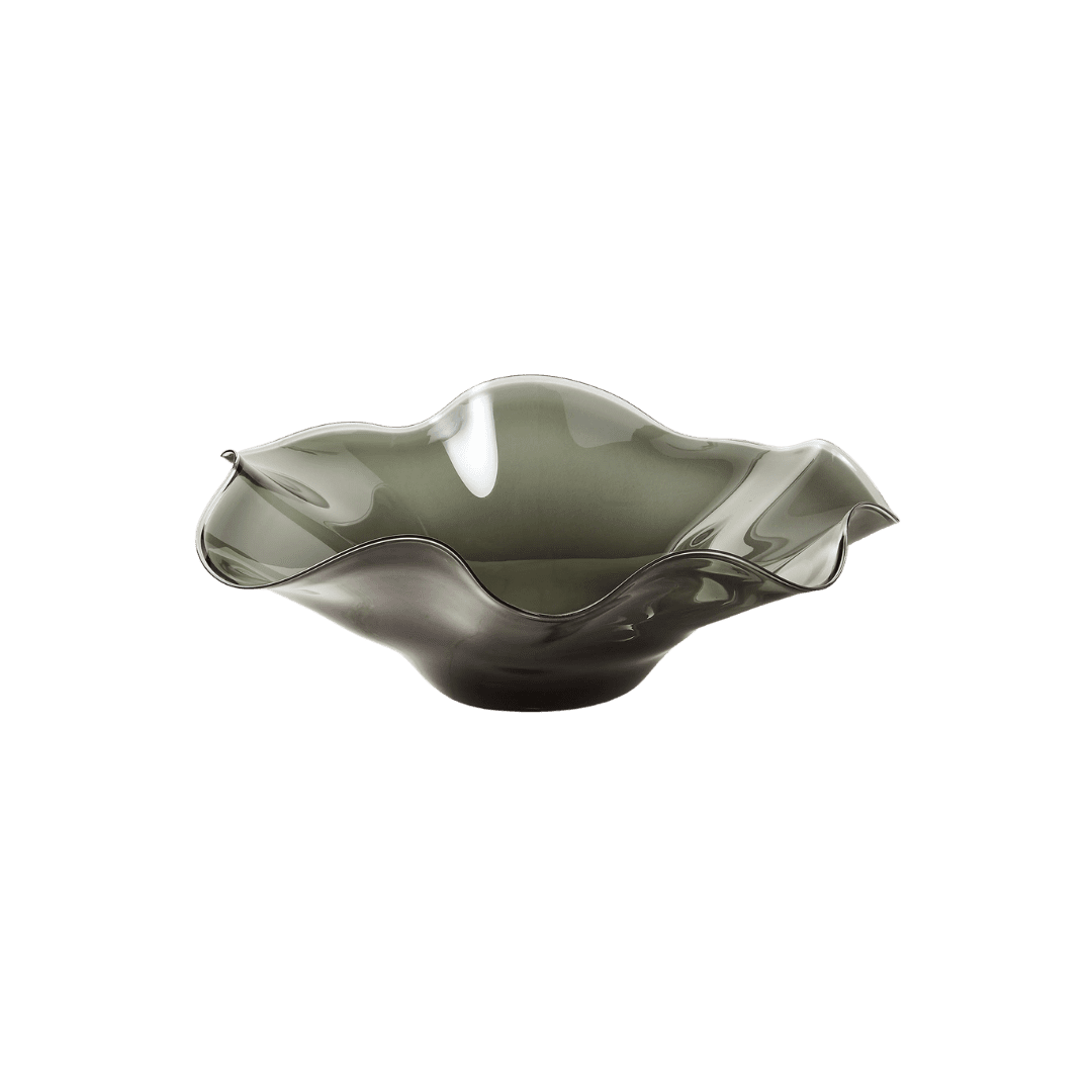 Grey curvy glass bowl