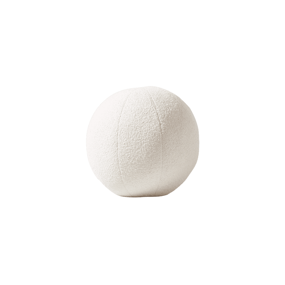 White boucle sphere pillow