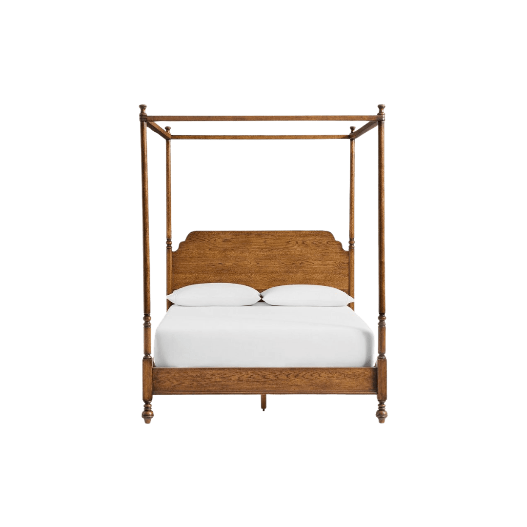 Oak wood canopy bed
