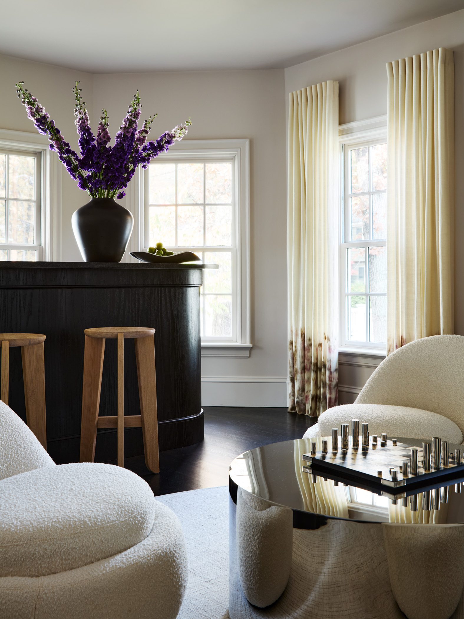 Black bar with swivel chairs