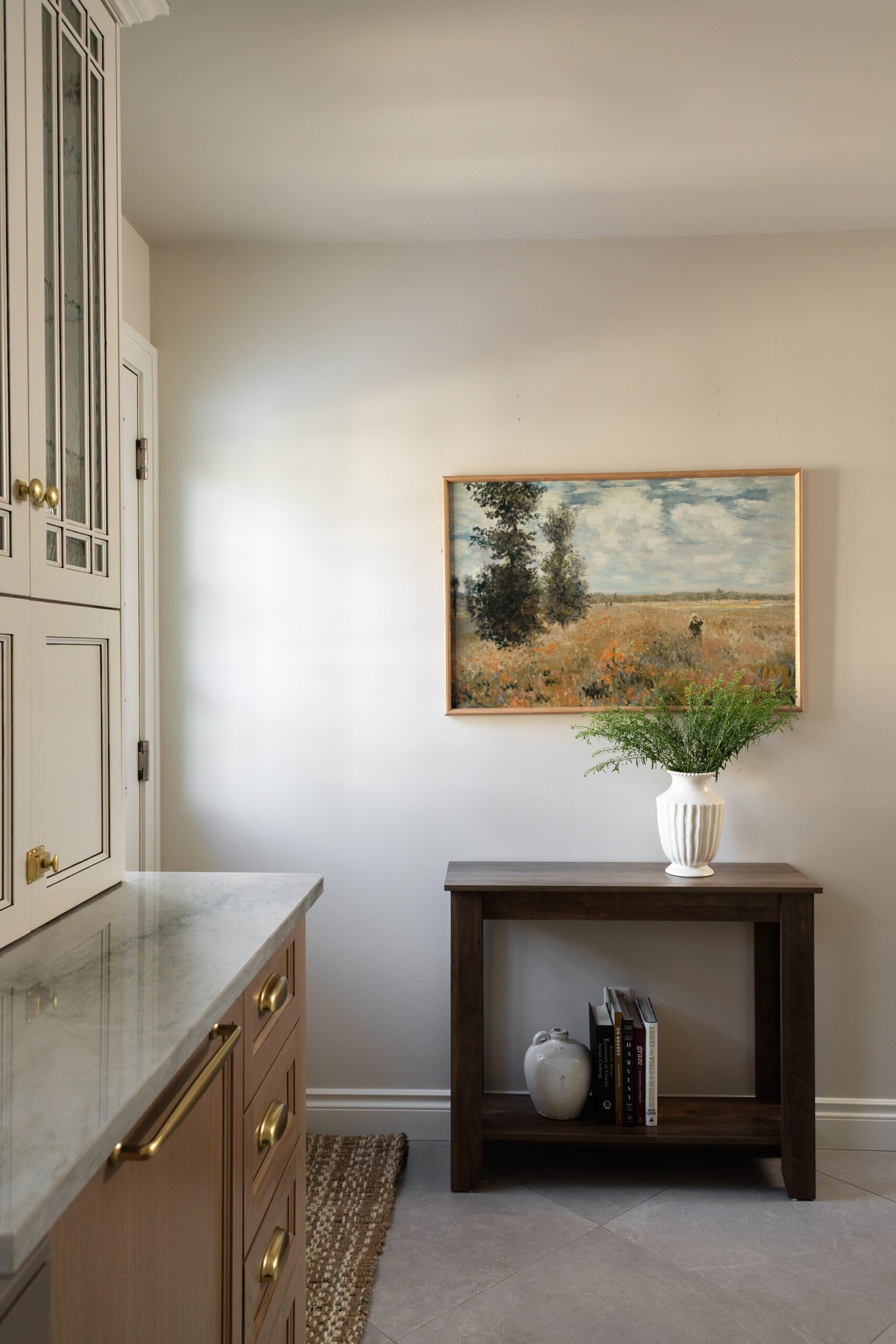 Entryway artwork and console table