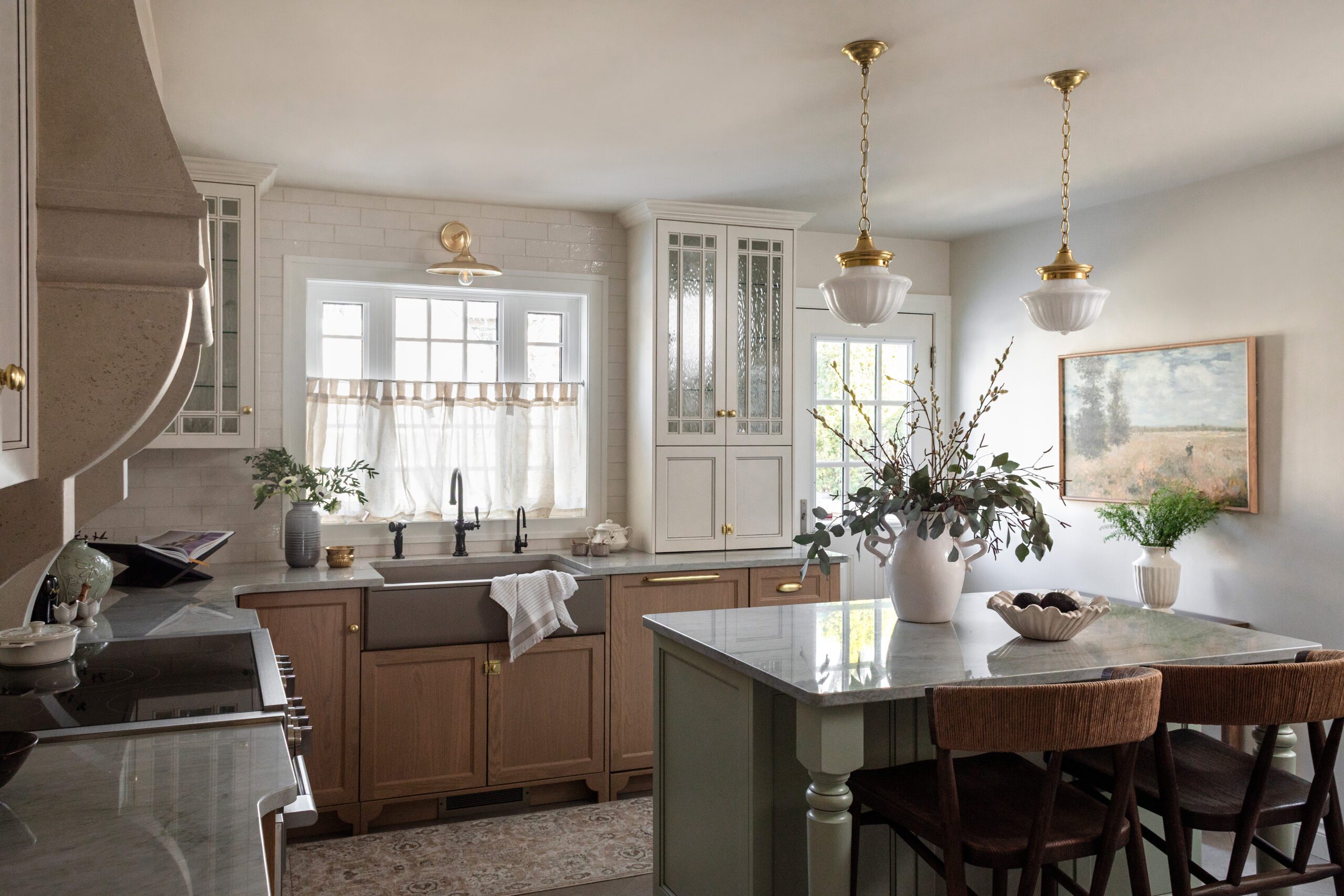 Landscape view of a cottage kitchen
