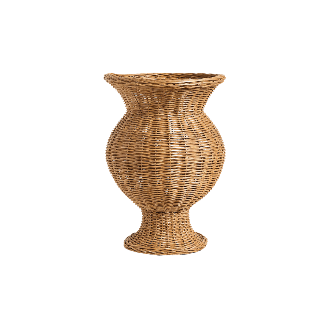 Woven rattan sculptural vase