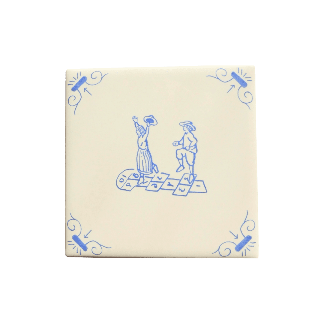 Couple dancing delft tile motif