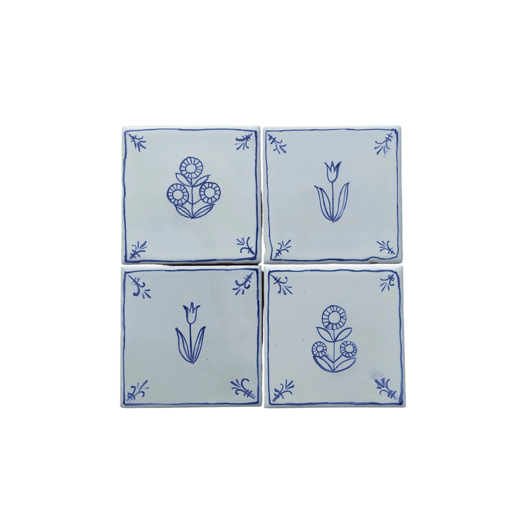 Floral ceramic delft tiles