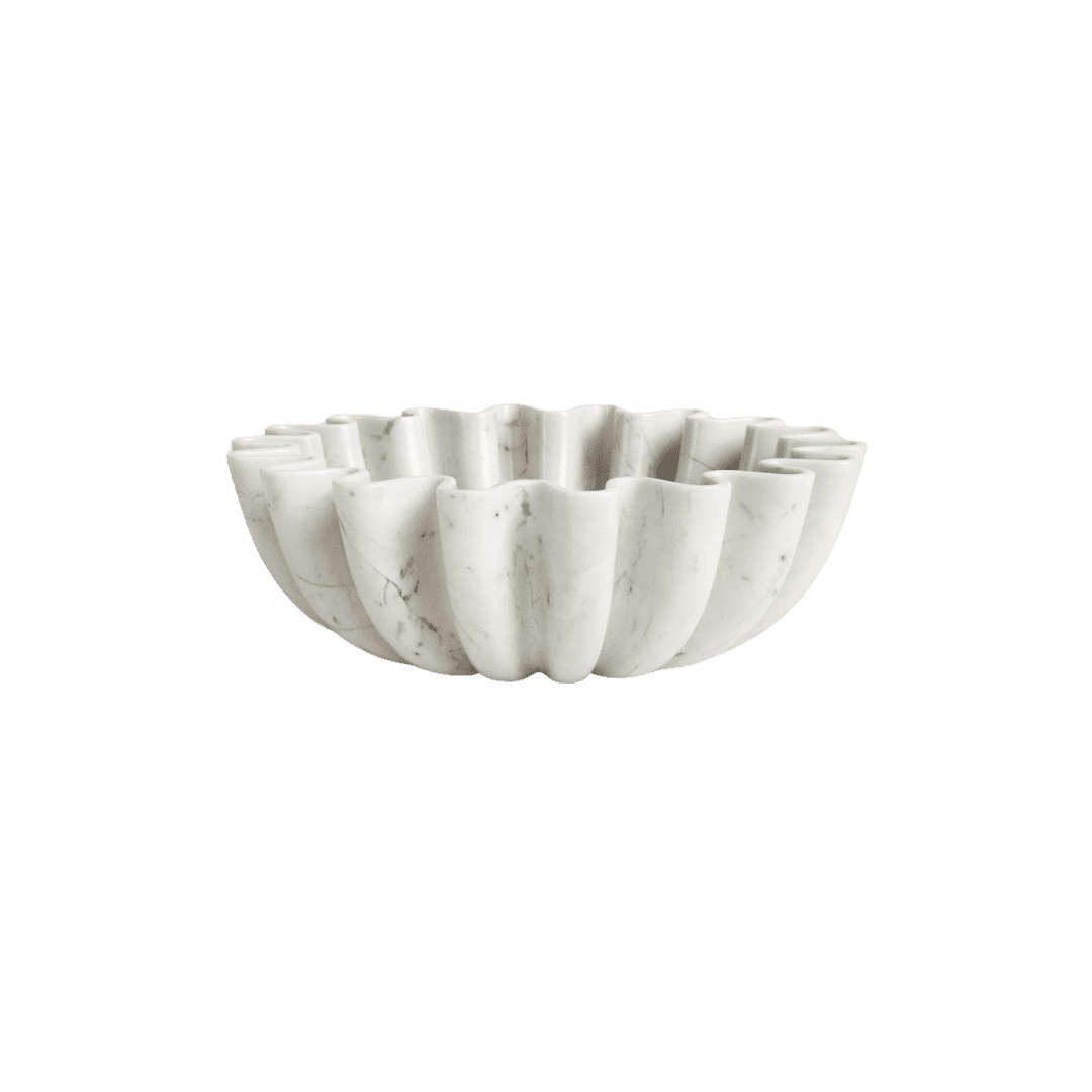 Scalloped white decorative bowl