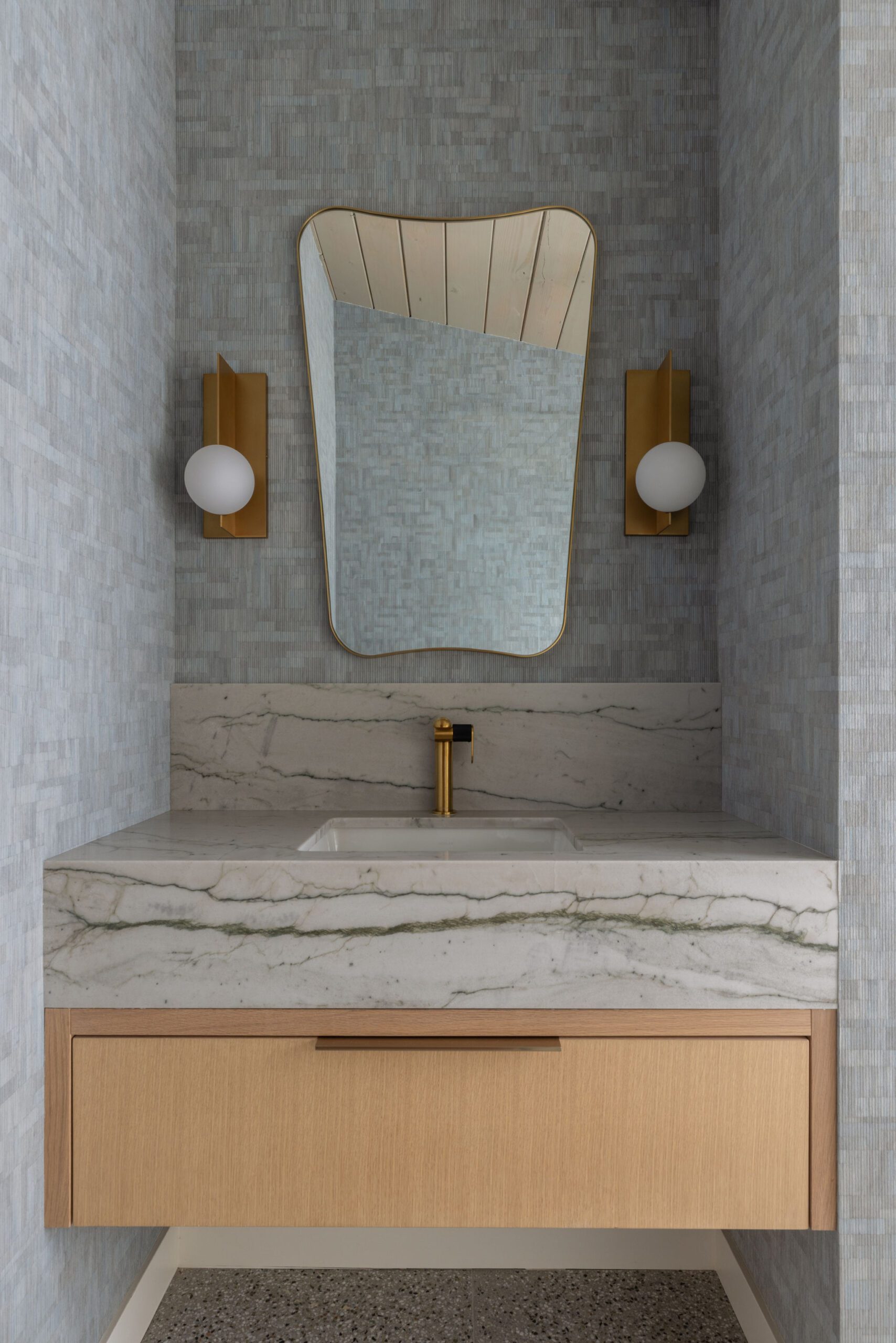 Textured Wallpaper Powder Room