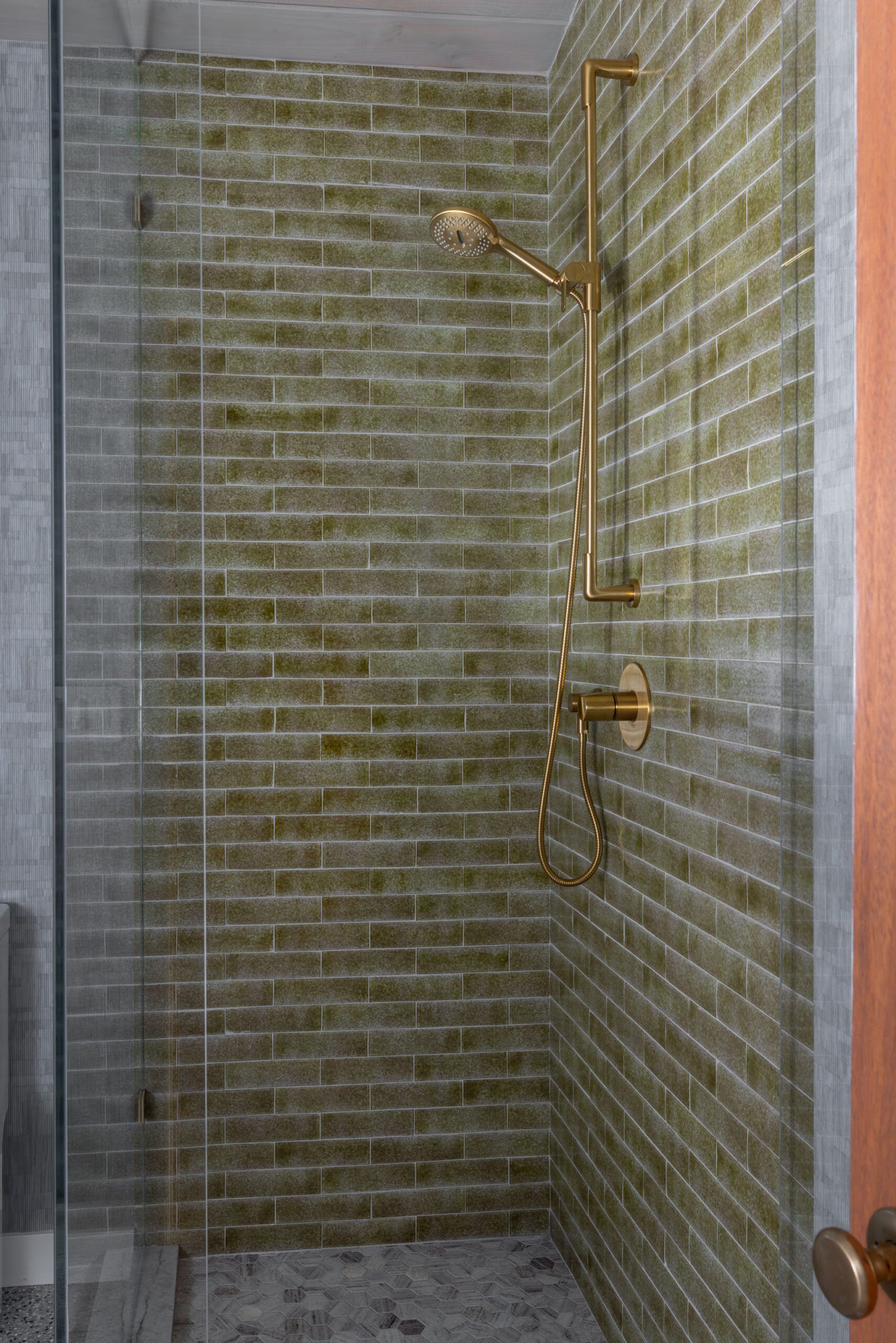 Variated Green-Tiled Shower
