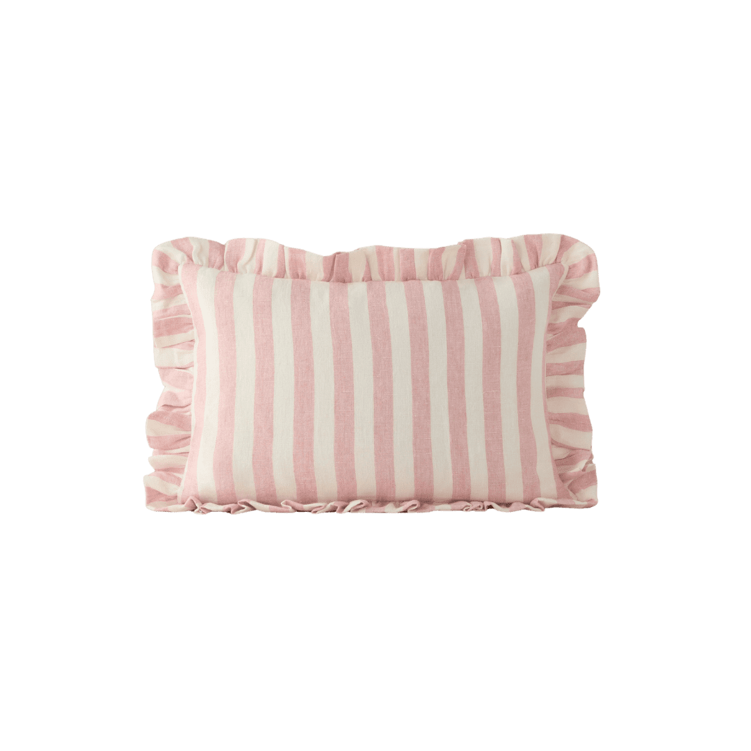 Pink striped throw pillow