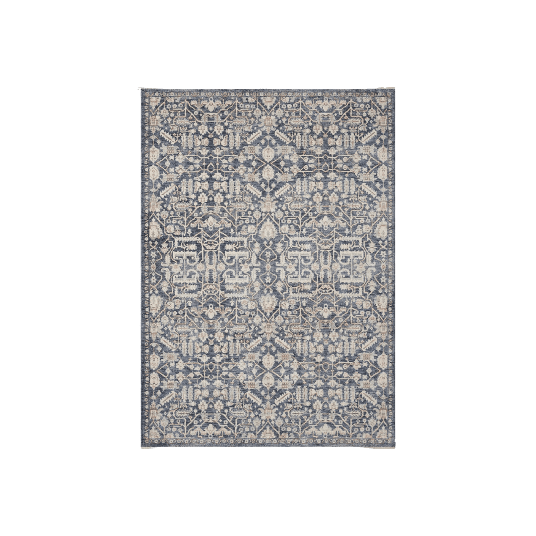 Blue geometric pattern rug
