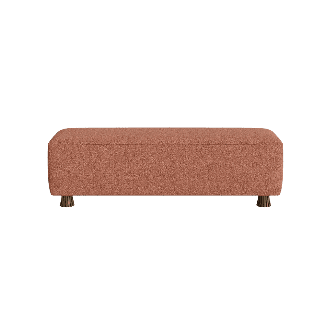 Peach colored entryway bench boucle furniture