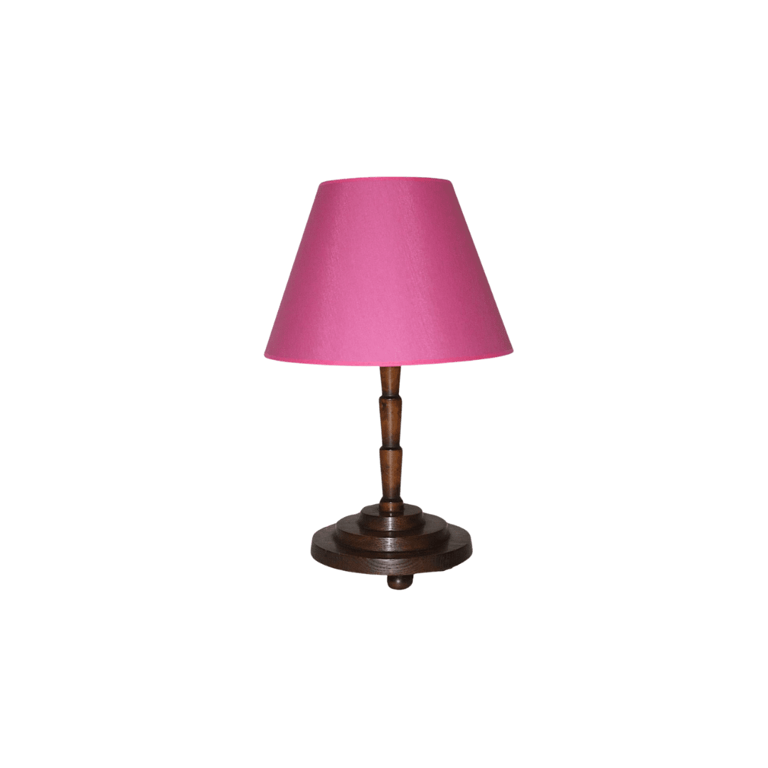 Pink and wood art deco vintage table lamp