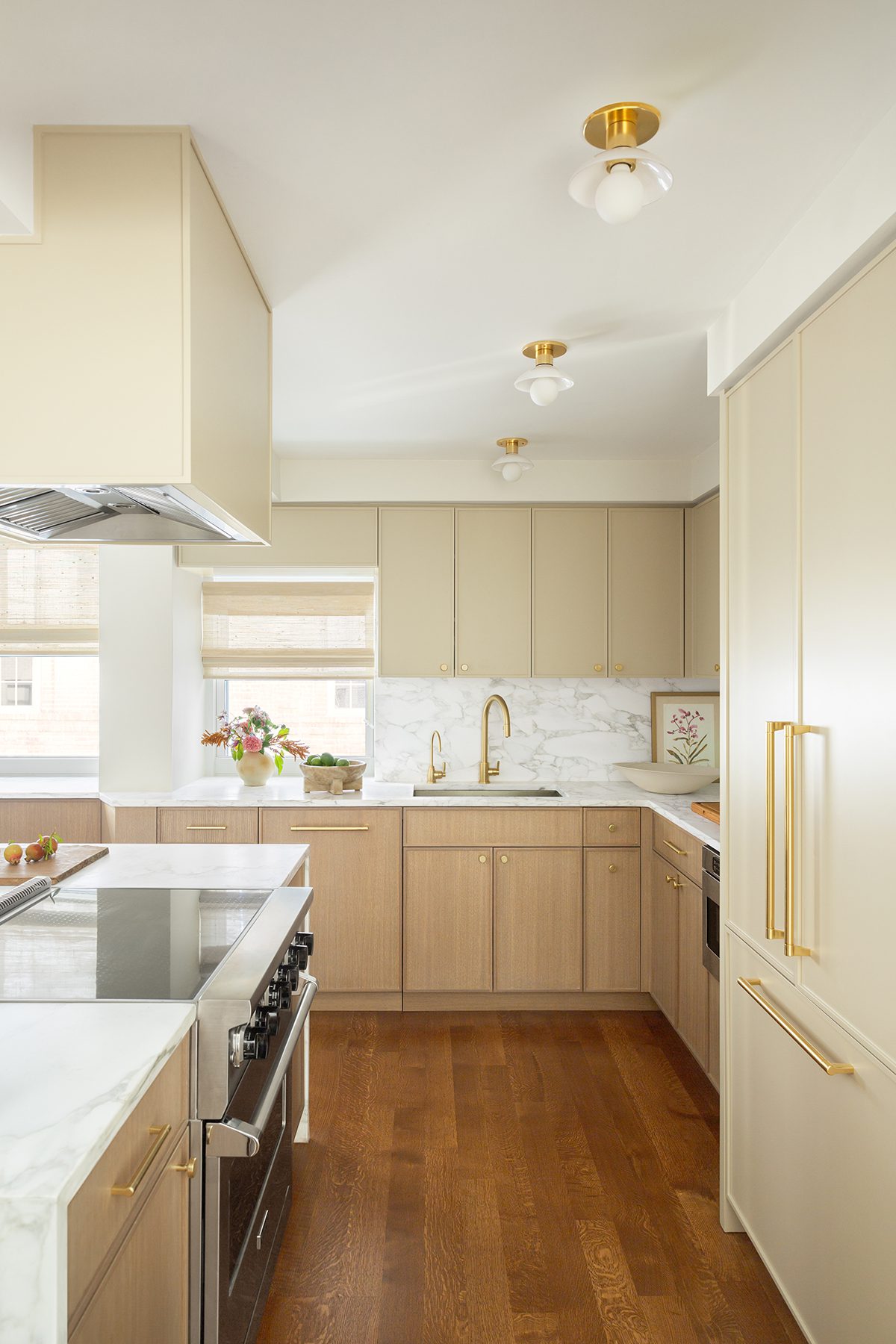 Custom Light Colored Cabinets and Fridge