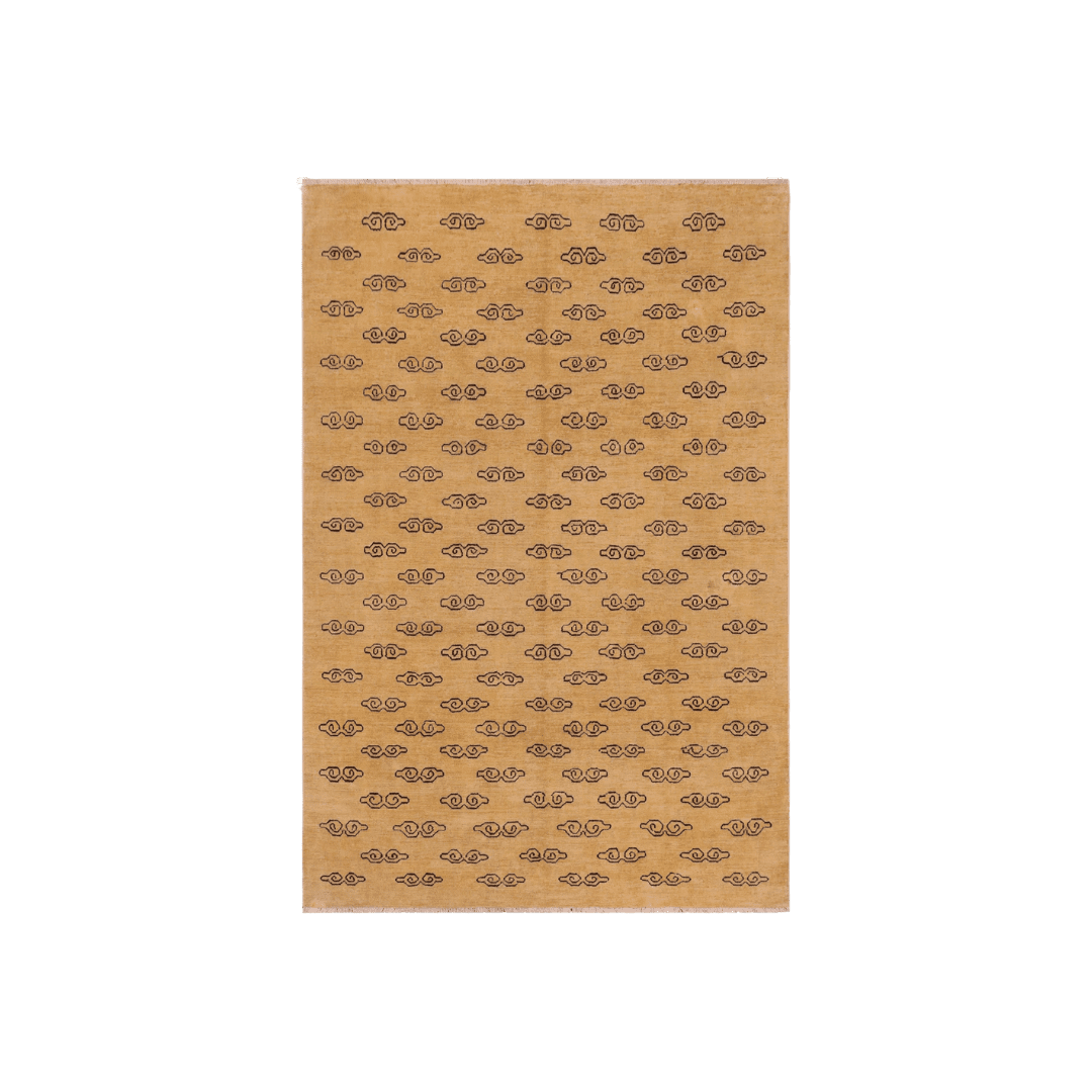 Beige geometric rug with pattern