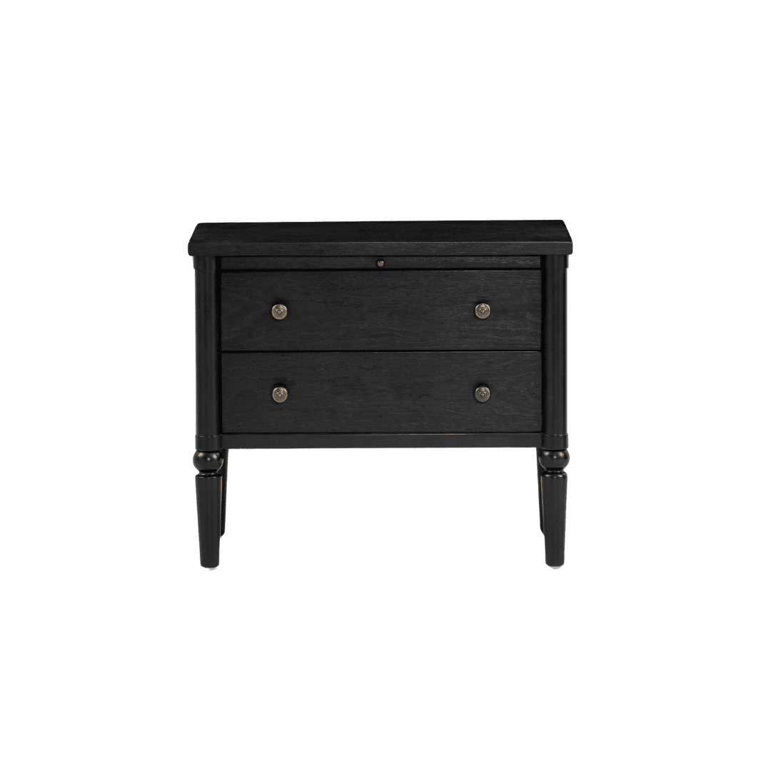 Black wood nightstand for bedroom