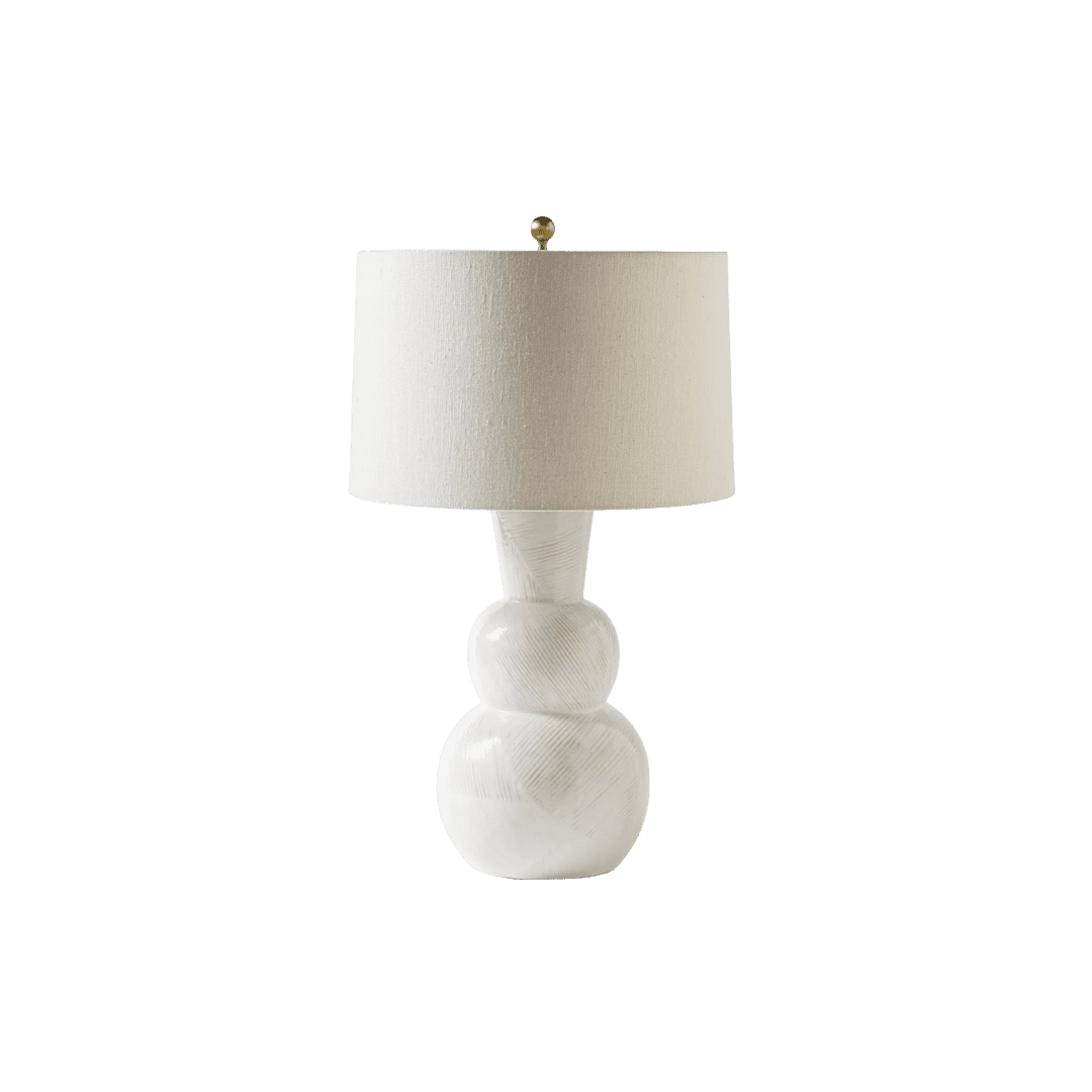 White ceramic table lamp with sphere shape