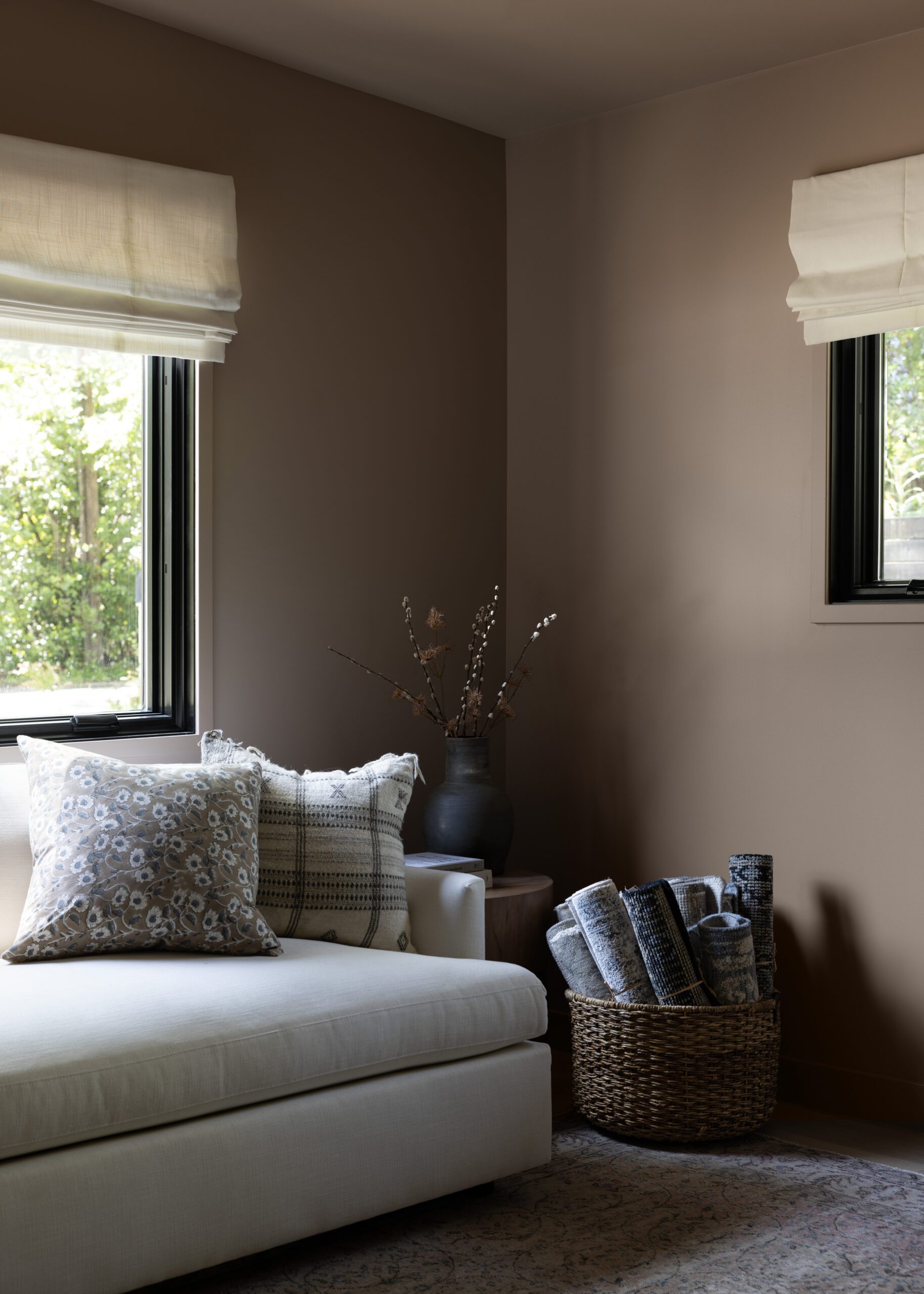 Matte Brown Walls Living Room