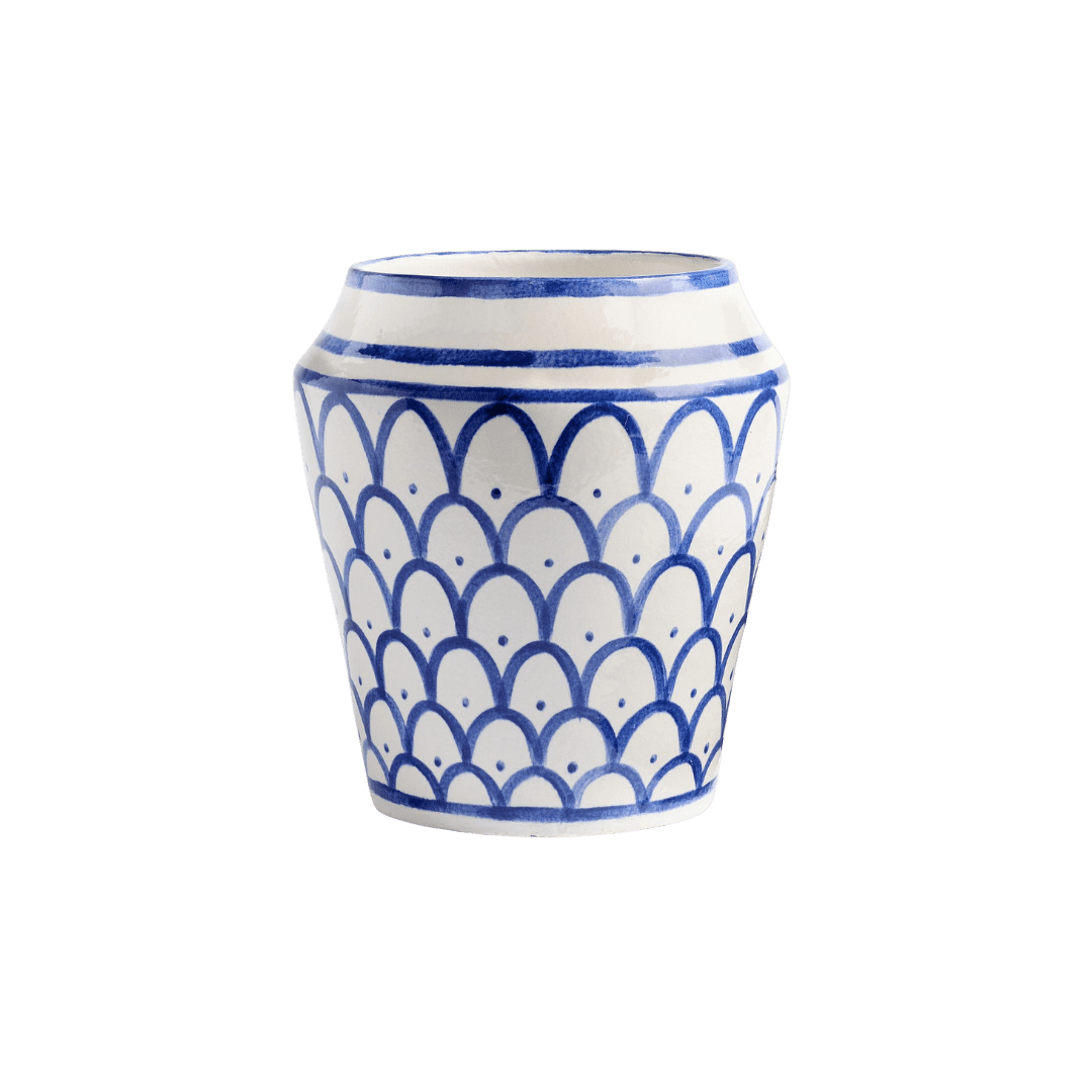Blue and white vase outdoor