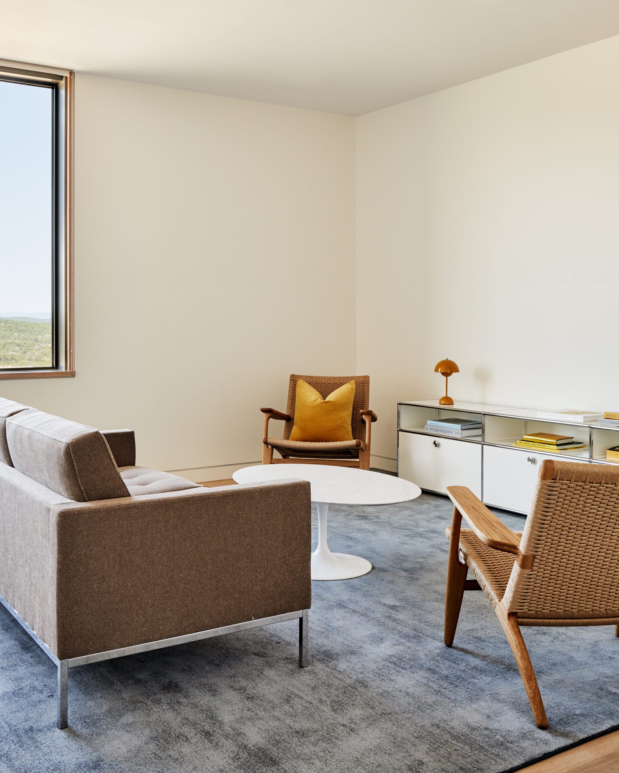 Midcentury modern home design living room furniture