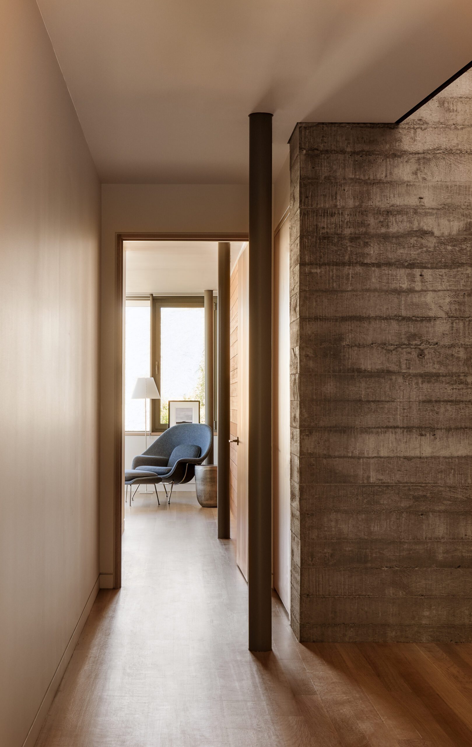Bedroom hallway view midcentury modern design