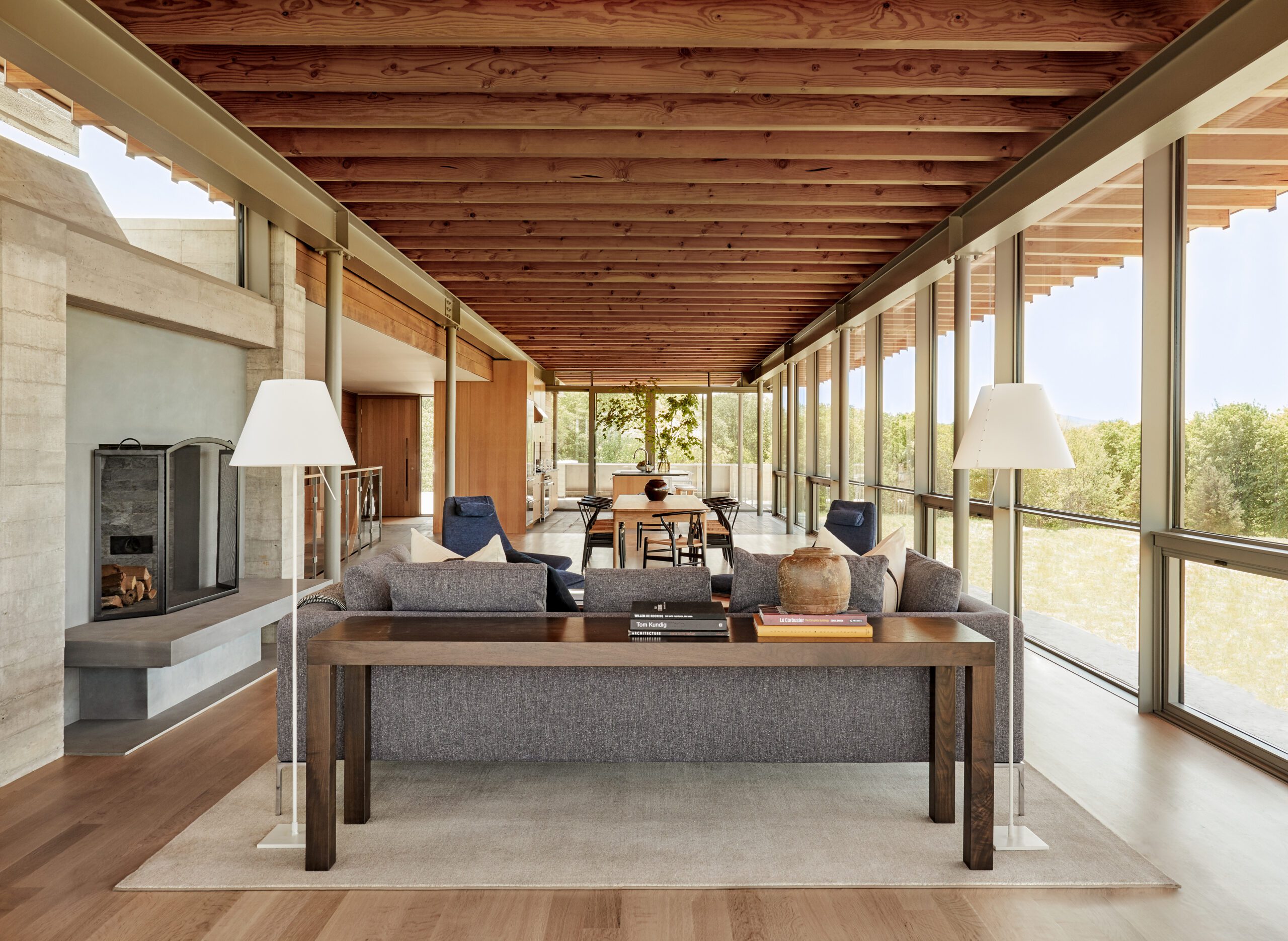 Midcentury modern home design living room view