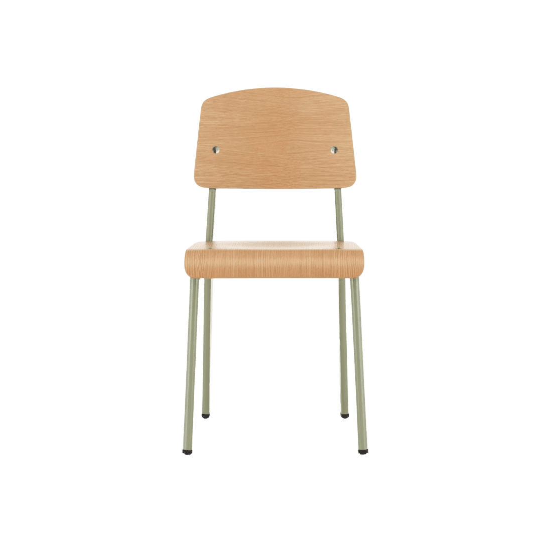 Wood and pistachio colored dining chair