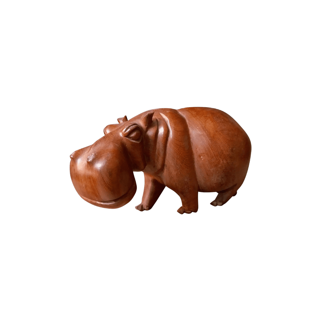 wooden hippo sculpture