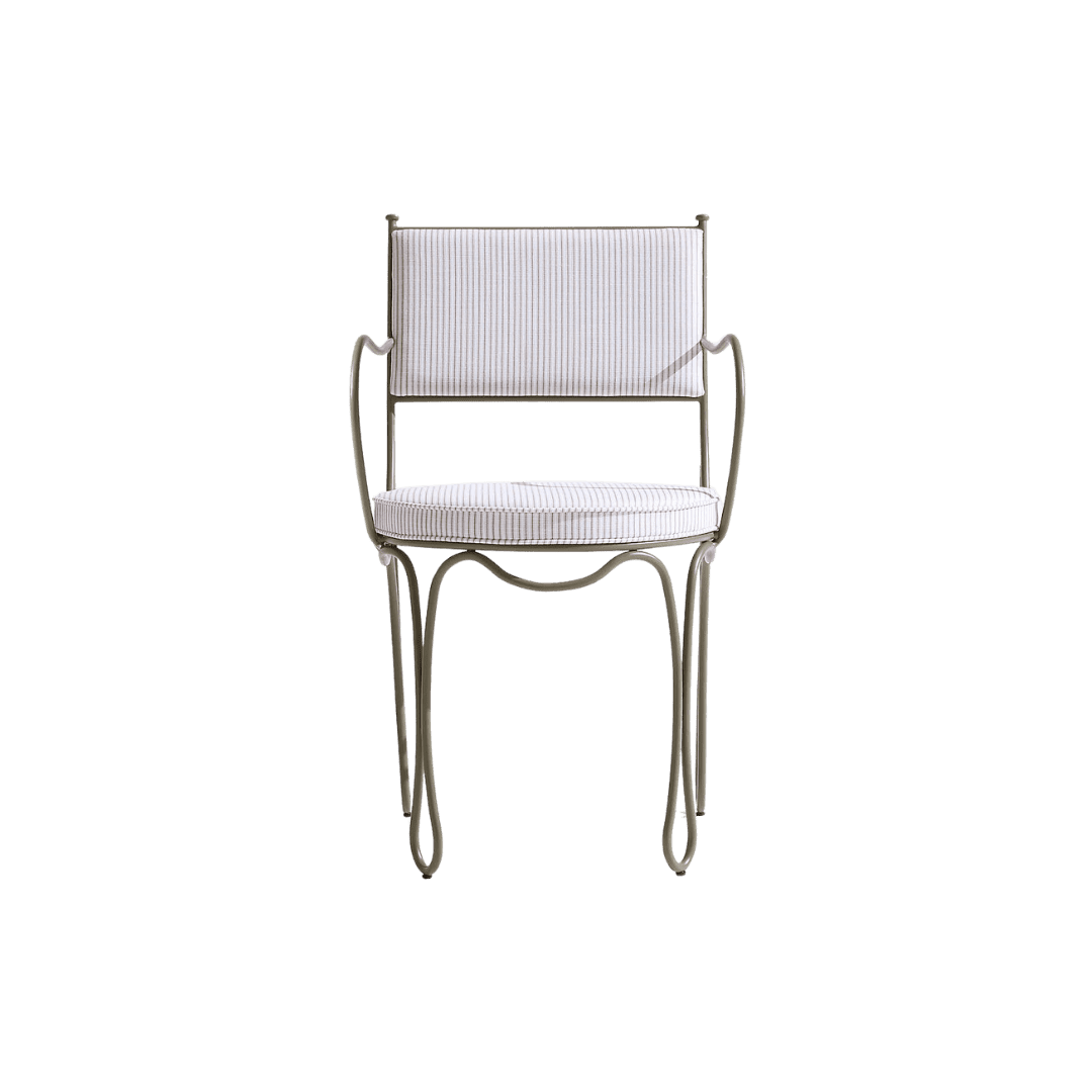 Metal outdoor dining chair with cushion