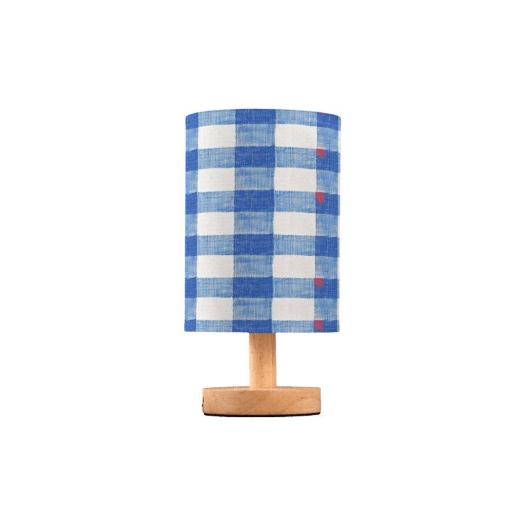 Blue and white gingham lampshade