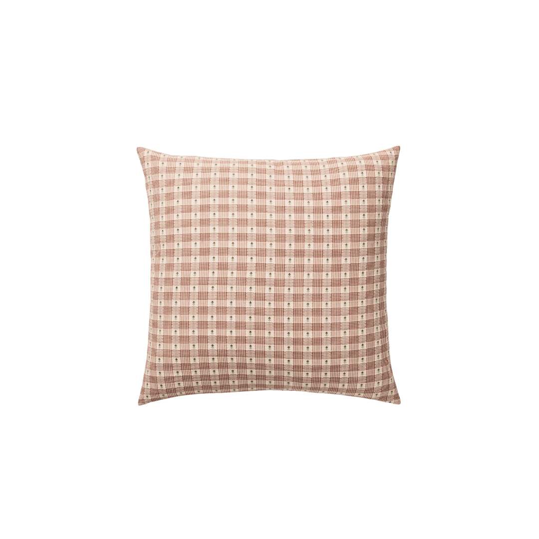 Orange garden throw pillow gingham pattern