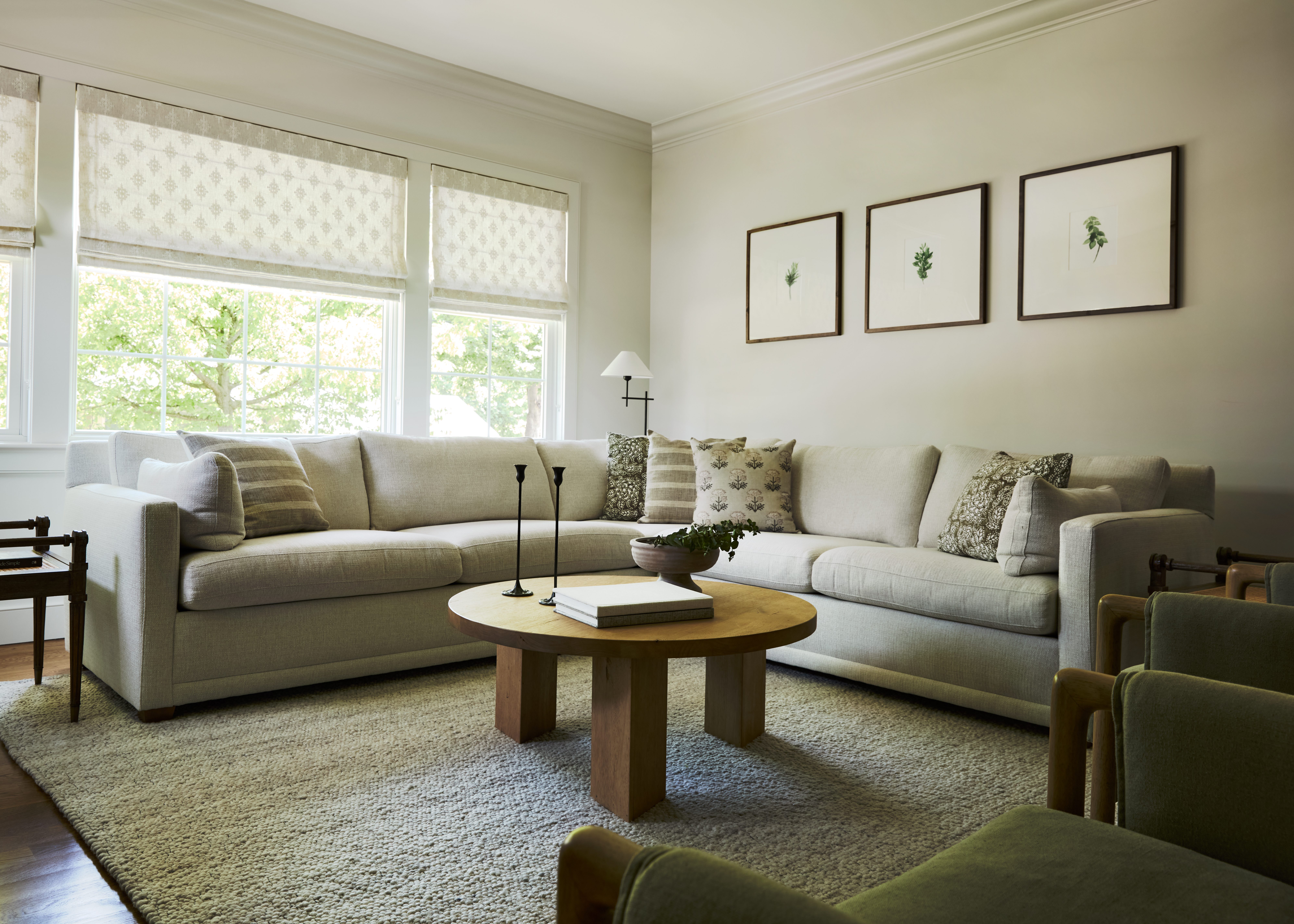 Modern transitional living room white sectional