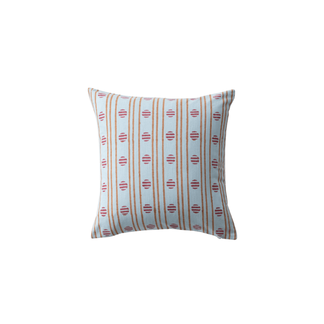 Blue and burgundy check throw pillow